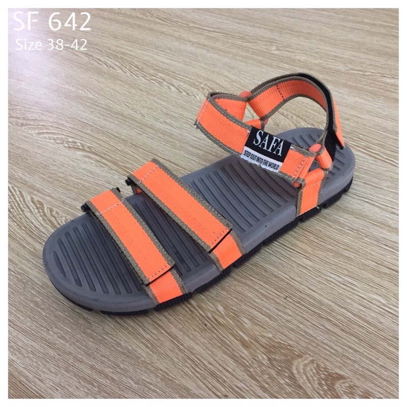 Giày sandal nam Safa 3 quai ngang, giày quai hậu siêu nhẹ, trẻ trung, năng động màu cam