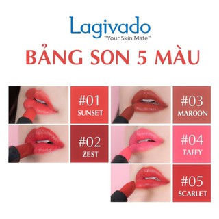 Son lì có dưỡng lên môi màu chuẩn, lâu trôi Hàn Quốc Lagivado Lip Satin dạng thỏi 3.5 gram - có 5 màu son