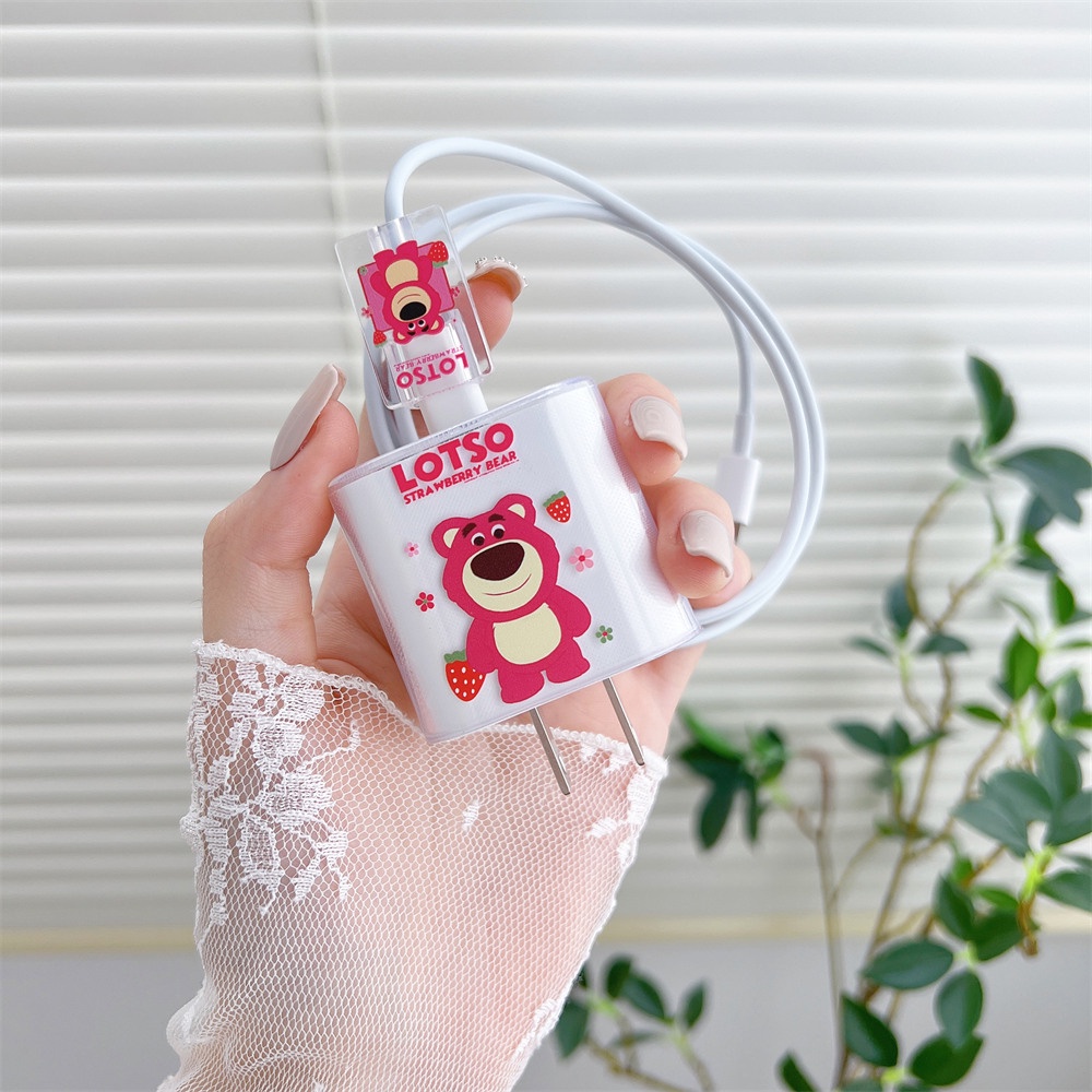 Bộ 2 Vỏ Bọc Bảo Vệ Dây Cáp Sạc USB 20W Bằng TPU Mềm Chống Trầy Hình StellaLou Bunny Cinnamoroll Lotso Snoopy