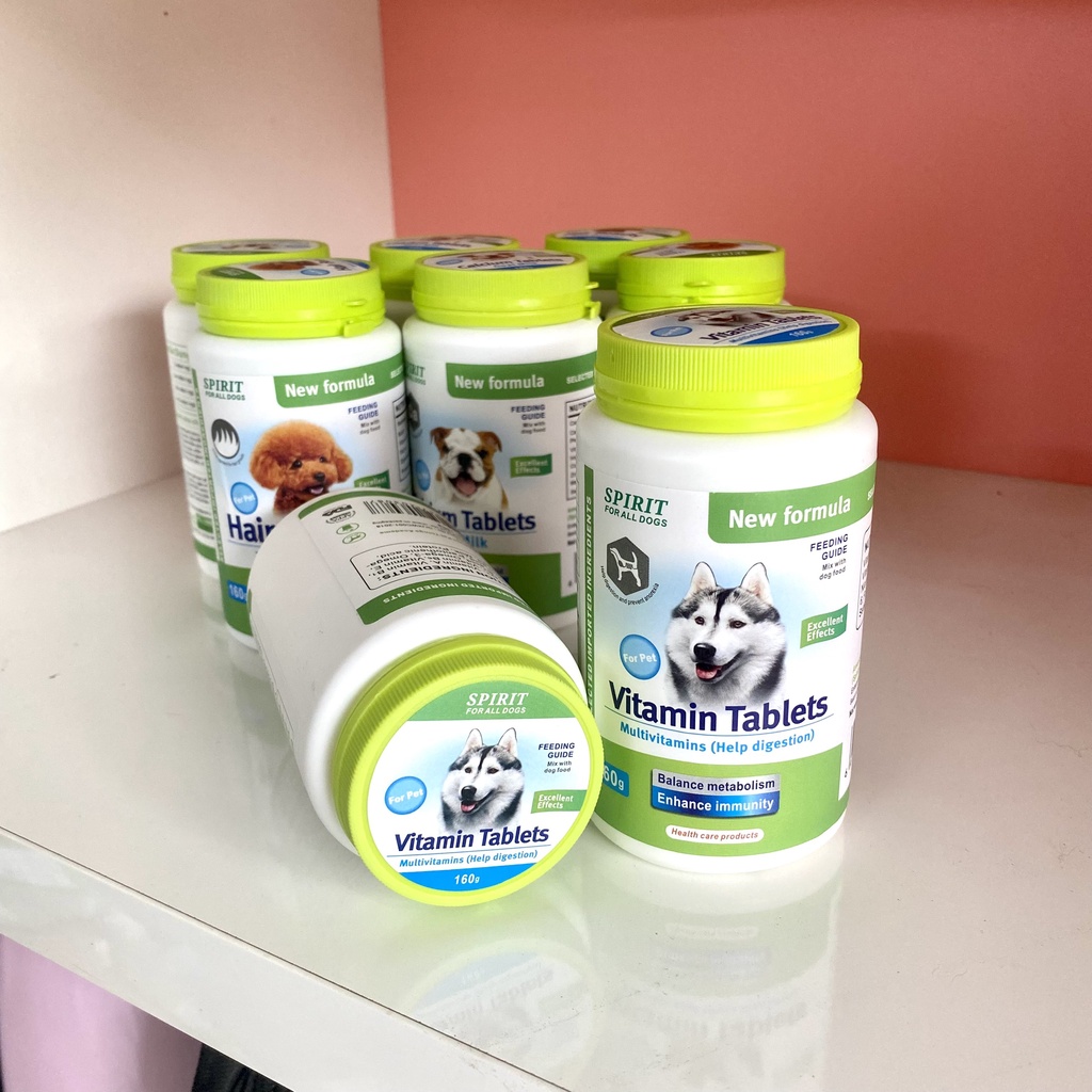 Vitamin Spirit bổ sung canxi, vitamin tổng hợp, dưỡng lông cho chó (lọ 160gram)