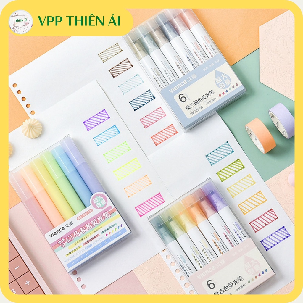 [Mã LIFEBOOK2 giảm 10% đơn 0Đ] Bút highlight pastel dạ quang ghi nhớ dòng cute đánh dấu nhiều màu