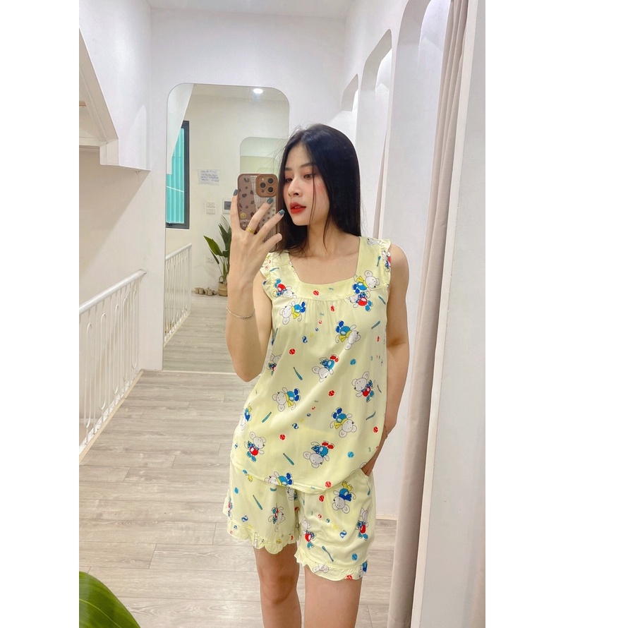 Bộ ngủ cánh tiên vải lanh mát quần đùi