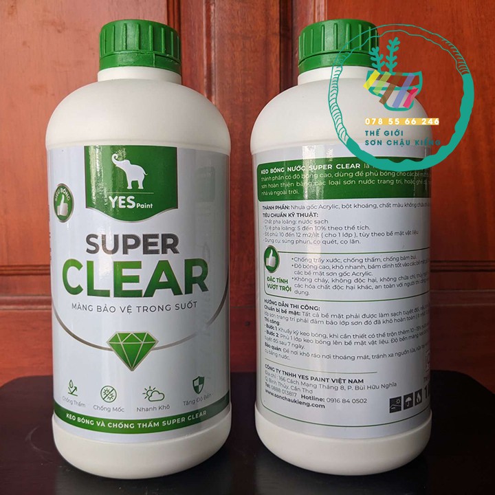 ( Tặng Cọ Hoặc Nhám) Keo Bóng Và Chống Thấm Dòng Cao Cấp Super Clean - Keo Bóng Nước - Keo Bóng Chống Thấm Chậu Kiểng