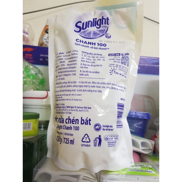 Túi rửa chén Sunlight chanh 🍋 725ml