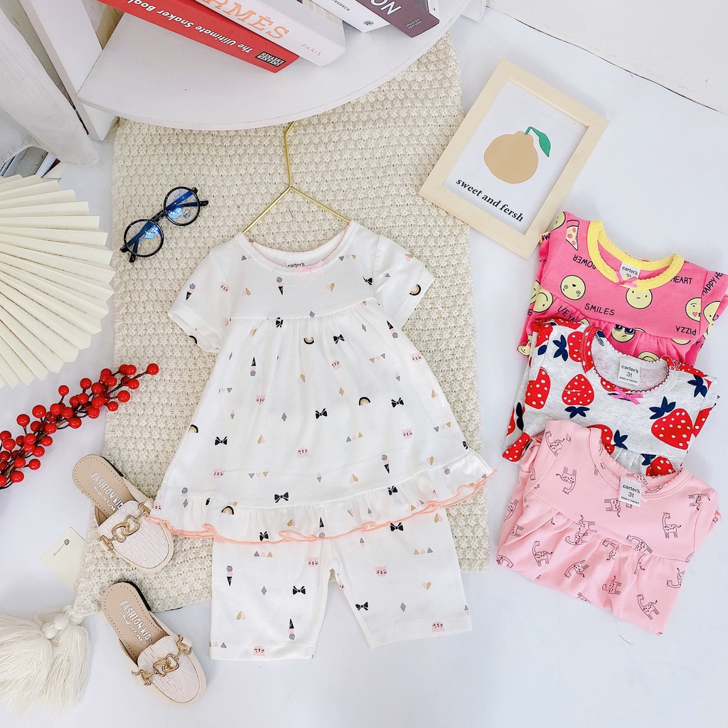 9-19kgBộ bozip xuất hè dáng babydoll bèo gấu cho bé gái - chất liệu bozip Sài Gòn cực đẹp BẢNG MÀU 2