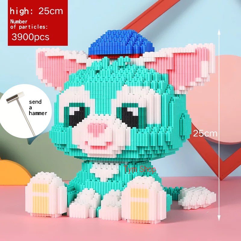 Lắp ráp mô hình cỡ lớn 25 - 36cm thỏ tím Stella Lou nhân vật hoạt hình 3D