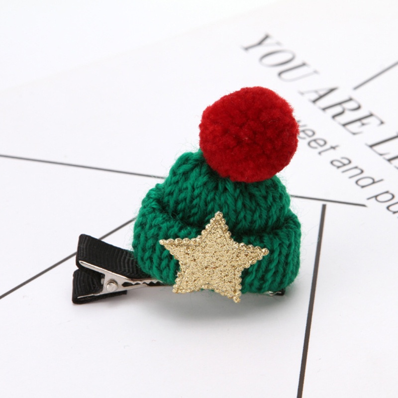 Kẹp Tóc Hình Nón Len Giáng Sinh Dễ Thương 5x5cm