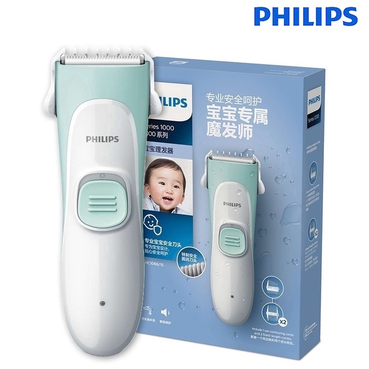 Sản Phẩm Tông đơ cắt tóc cho bé nhãn hiệu Philips HC1099/15 và HC1066/15 Lưỡi ceraramic, 2W,1 LED, độ ồn êm không gây sợ