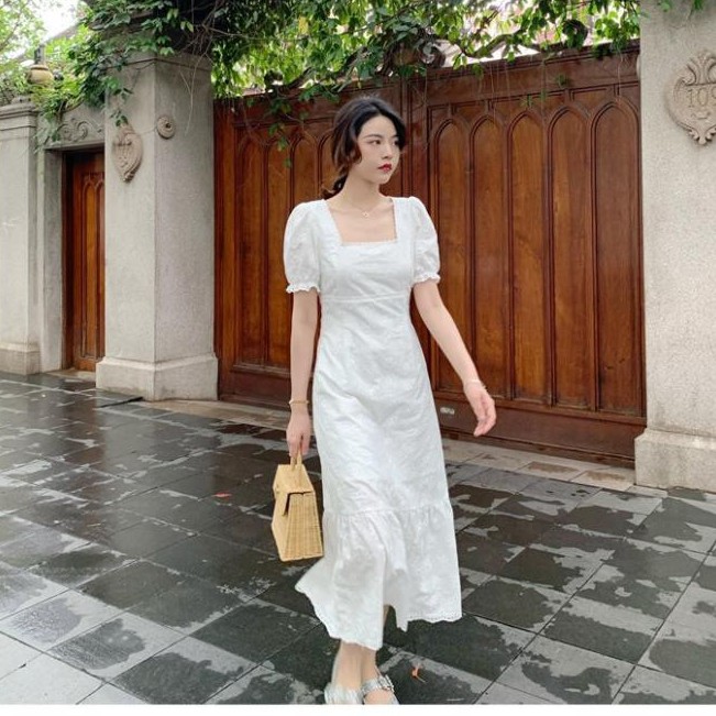[Mã HANGXINH1 giảm 50k đơn tối thiểu 200k] Váy trắng đuôi cá mẫu mới nhất hàng Quảng Châu cao cấp (Kèm ảnh thật) - V147