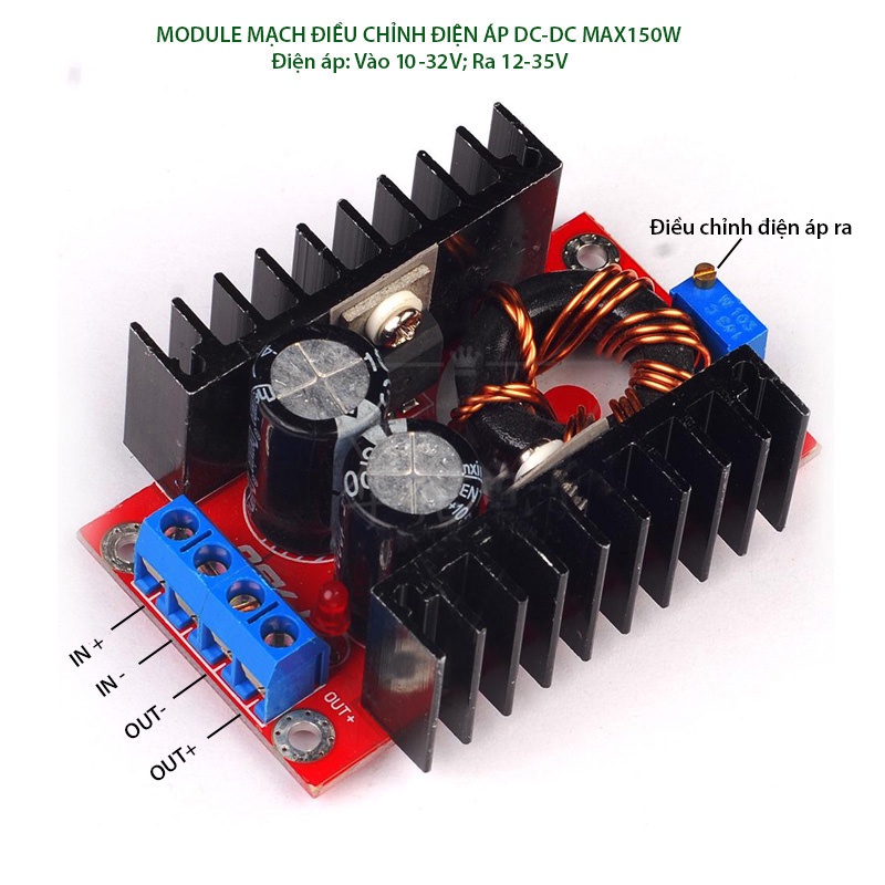 Mạch tăng áp dc 10-32v lên 12-35v 150w