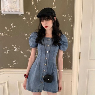 Đầm nữ Denim tay ngắn phong cách thời trang cho phái nữ