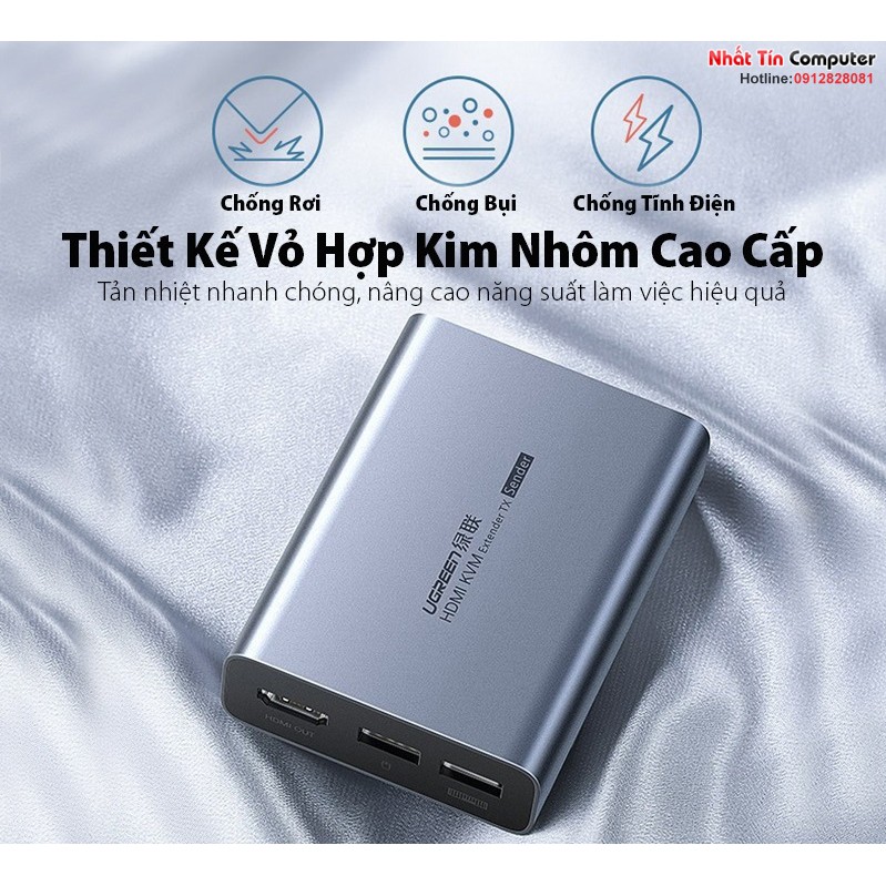 Bộ kéo dài tín hiệu HDMI + USB qua cáp mạng 150m Cat5e/Cat6 Ugreen 70438 cao cấp