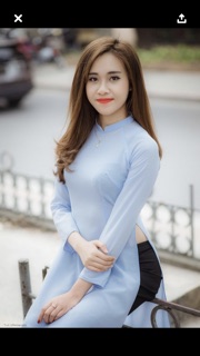 [Thanh lý]Bộ áo dài lụa Nhật xanh da trời
