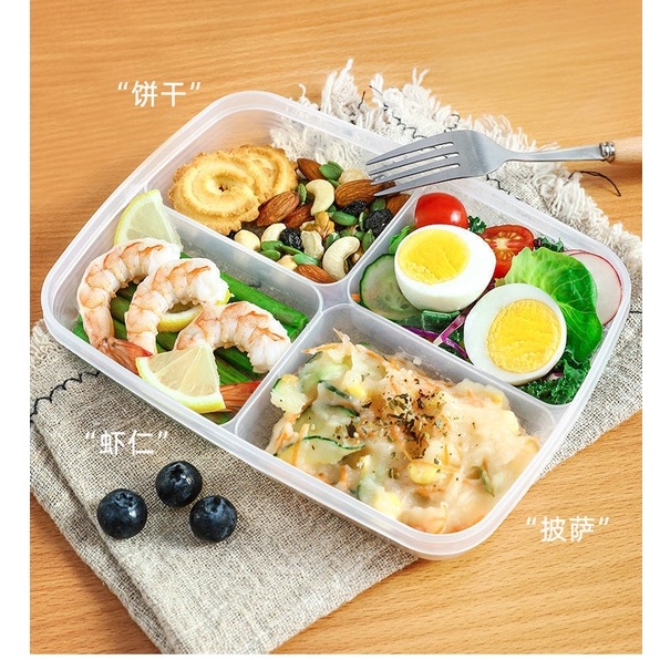 Hộp Nhựa Chia Ngăn - Hộp Đựng Đồ, Thực Phẩm Chia 4 Ngăn Tiện Lợi Cho Nhà Bếp