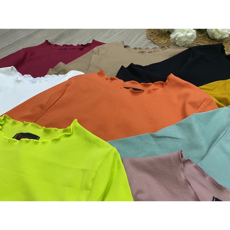 ÁO THUN VIỀN XINH CROPTOP TAY DÀI