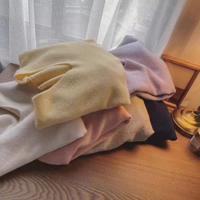 Áo Len Tay Dài Cổ Chữ v Form Rộng Màu Trơn Thời Trang Mùa Thu