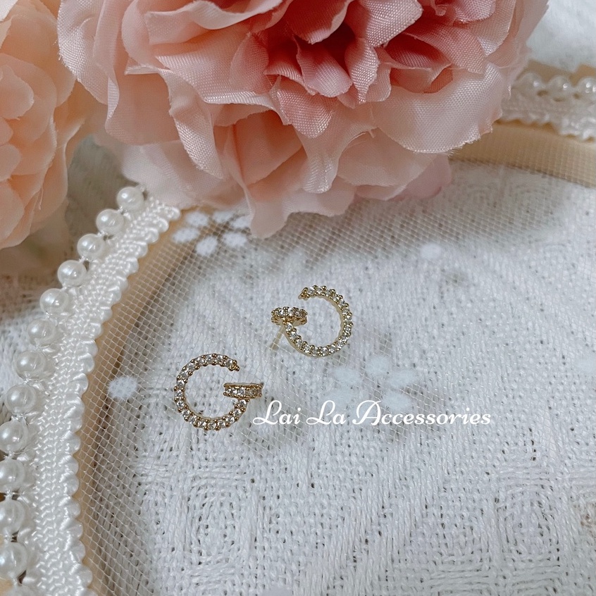 Bông tai nữ, khuyên tai mạ bạc 925 thiết kế đơn giản đính đá thời trang Lại La