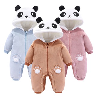 Bộ Áo Liền Quần Dài Tay Có Mũ In Hình Người Tuyết Đáng Yêu Cho Bé