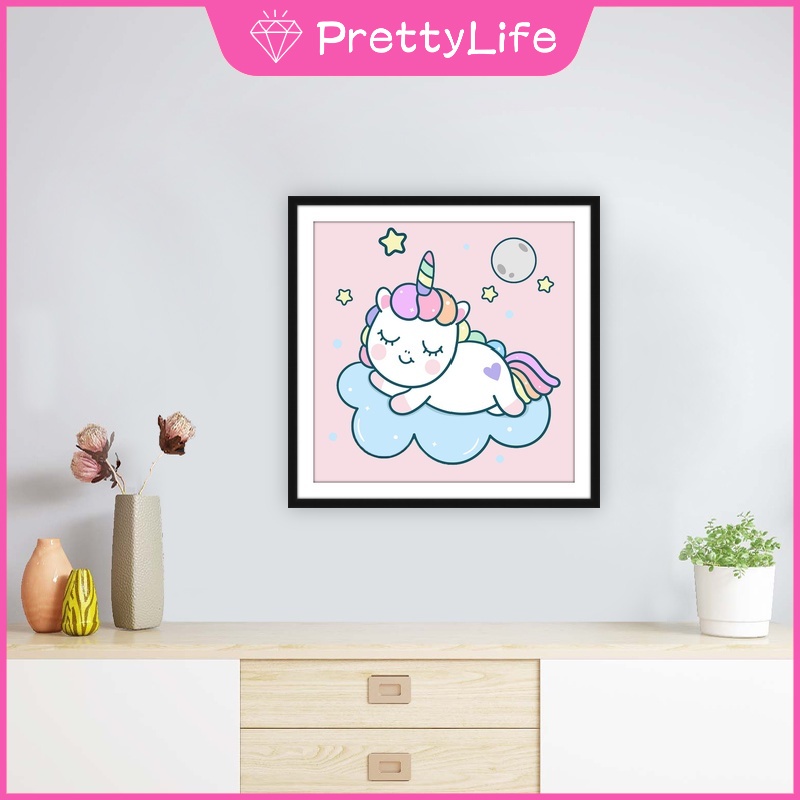 Bộ Tranh Đính Đá 5D Tự Làm Hình Kỳ Lân Hoạt Hình 30x30cm Trang Trí Nhà Cửa