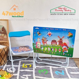 Bộ bàn trẻ em xếp gọn 47wood thích hợp bé 3-8 tuổi - Bộ bàn ghế học sinh xếp gọn giá rẻ