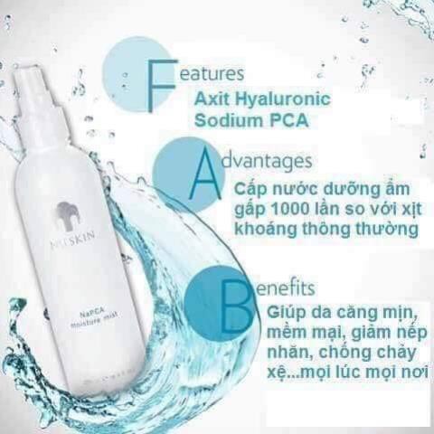 Xịt Khoáng Dưỡng Ẩm Nuskin Napca Moisture Sạch Sâu Hết Mụn Đều Màu Da Sáng Mịn Màng Chống Lão Hóa