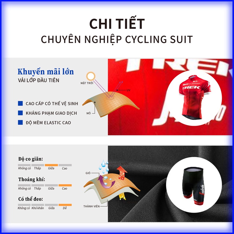 TREK Road Bike Đạp xe Jersey Đội Baju Đội Basikal Áo ngắn tay / Quần nam