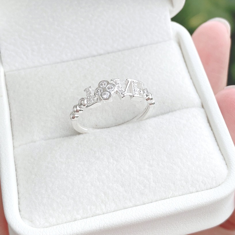 Nhẫn nữ bạc ta mặt chữ LOVE. Nhẫn bạc nữ thời trang cá tính