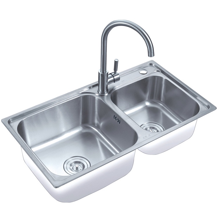 Chậu rửa chén 2 hộc inox dày bản to, kích thước 78x43 cm, bảo hành 3 năm