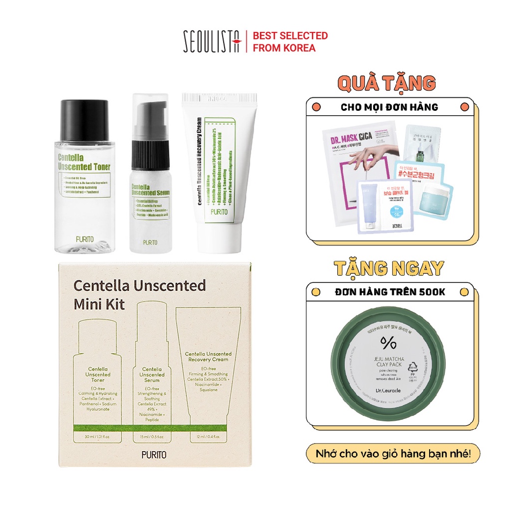 Bộ dưỡng da PURITO Centella Unscented Mini Kit