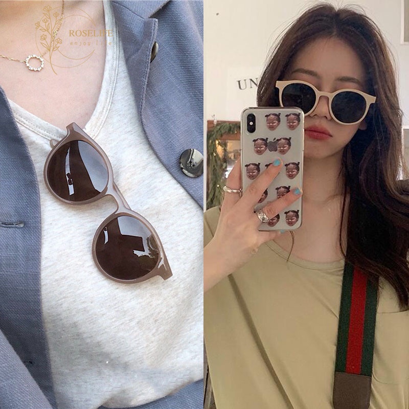 Kính mát gọng tròn chống tia UV phong cách vintage thời trang cho nữ