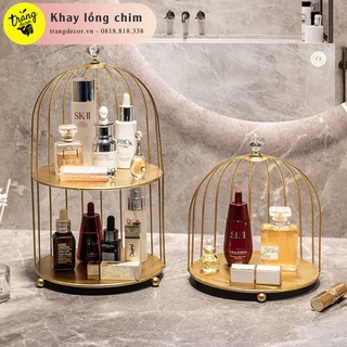 Khay lông chim để bàn mạ vàng