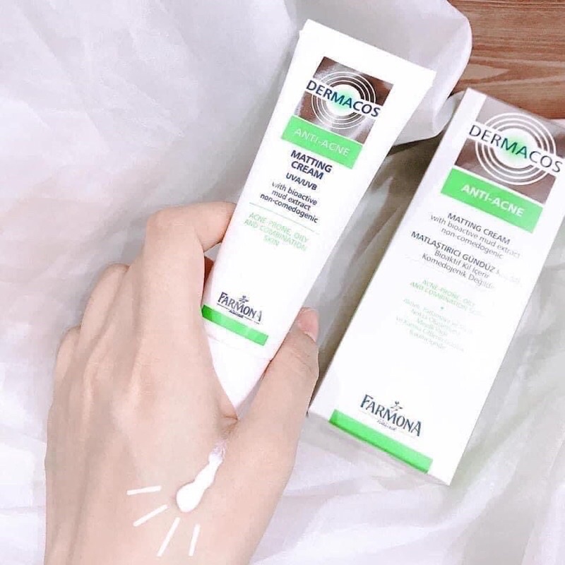 Kem ngừa mụn, giảm thâm, giảm bóng nhờn Farmona Dermacos Anti Acne Matting Cream 50ml - BEAUTYBYCO.VN