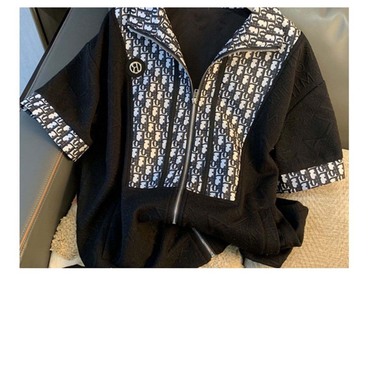 Set đồ thể thao hai món gồm áo tay lửng phối dây kéo và quần short thời trang xuân thu dành cho nữ