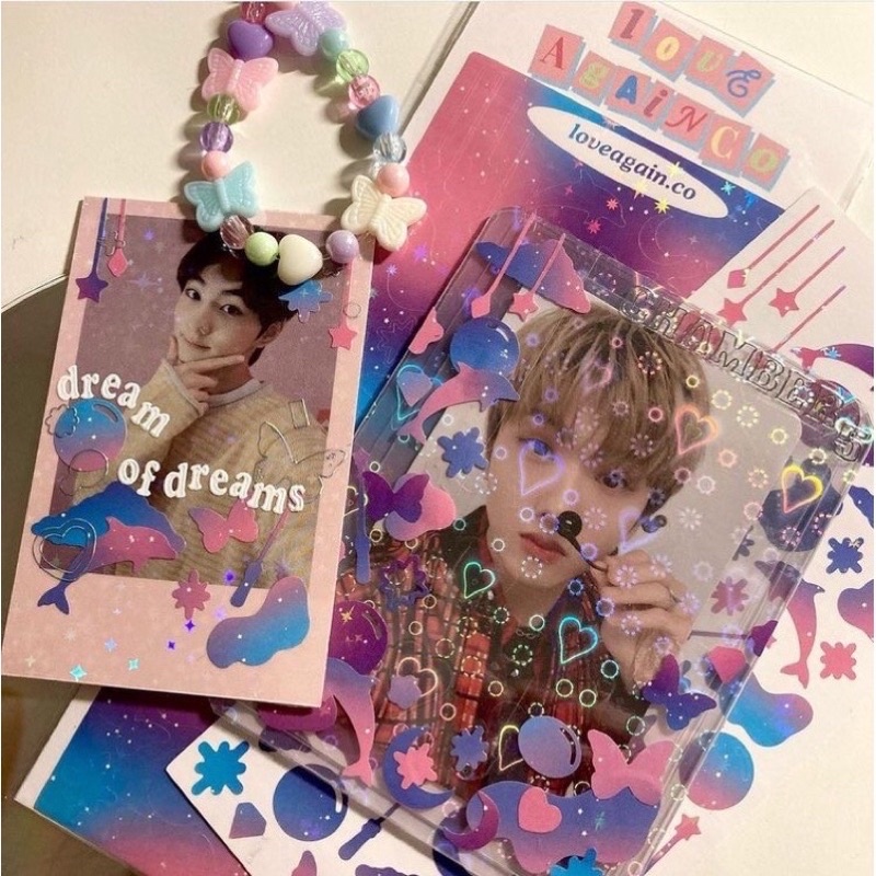 Màng cán Hologram lấp lánh trang trí sticker, toploader Size 7.5x10.5cm