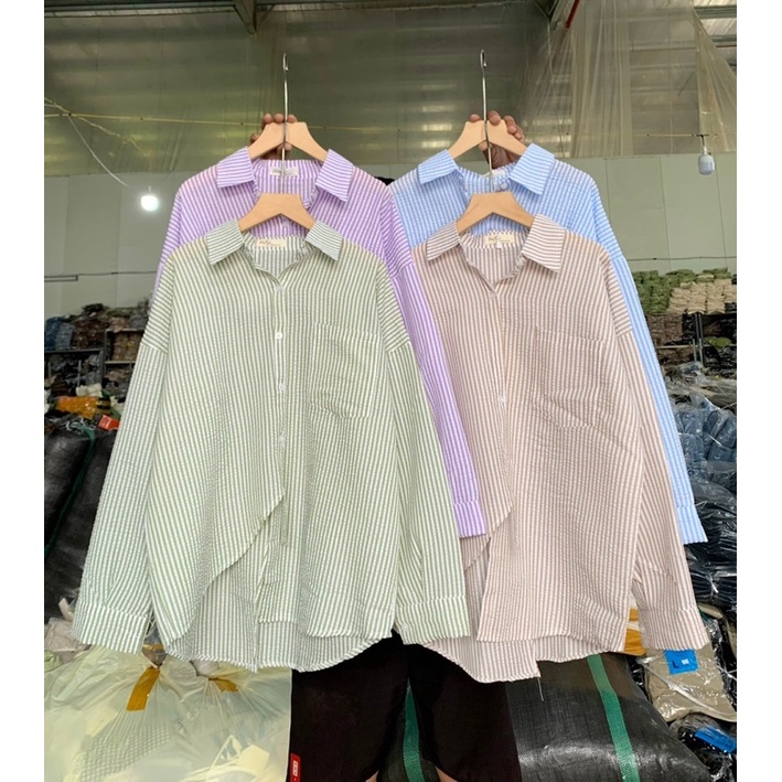 [NEW]ÁO SƠMI XỐP DÀI TAY XẺ VẠT TRƯỚC 1518