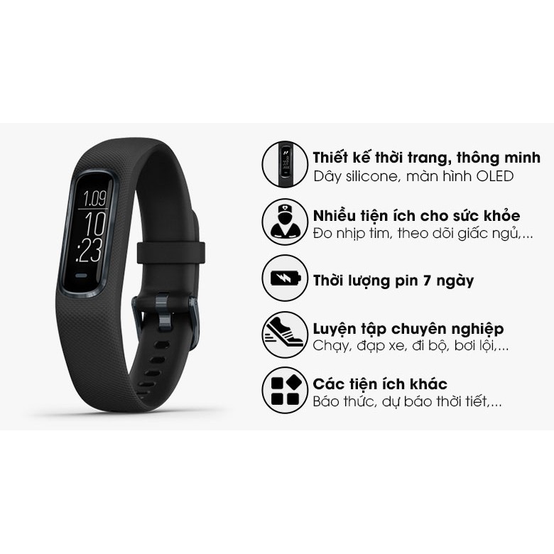 [Mã 252ELSALE hoàn 7% đơn 300K] Vòng Đeo Tay Thông Minh Garmin Vivosmart 4 - Chính Hãng