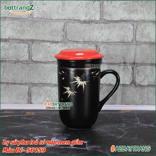 Ly sứ uống trà có nắp men gốm Bát Tràng