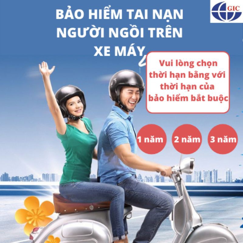 [Mã LTBAUAB12 giảm 7% đơn 99K] TOÀN QUỐC [Voucher giấy] - Bảo Hiểm Tai Nạn Người Ngồi Trên Xe Mô Tô/ Xe Gắn Máy - GIC