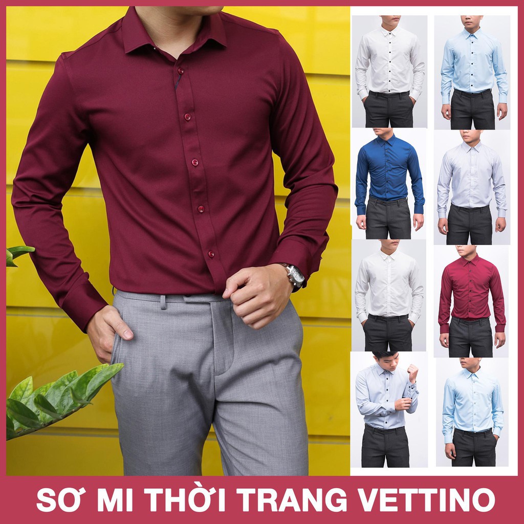 [Giá sốc] Sơ mi nam màu đổ booc đô slimfit dài tay dáng vừa hot nhất sàn