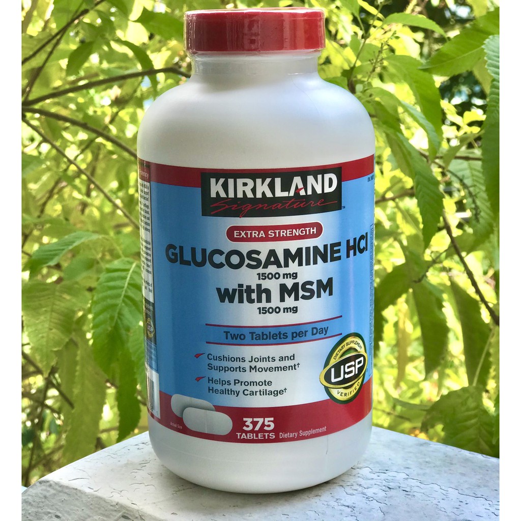 Hỗ trợ xương khớp Glucosamine 375 Viên HCL 1500mg Kirkland Của Mỹ mẫu mới - viên trắng