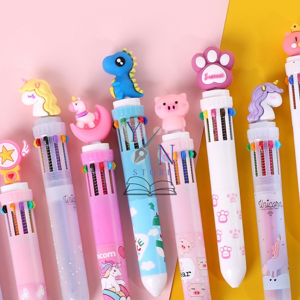 Bút Bi Khủng Long Đáng Yêu 8 Ngòi Mực