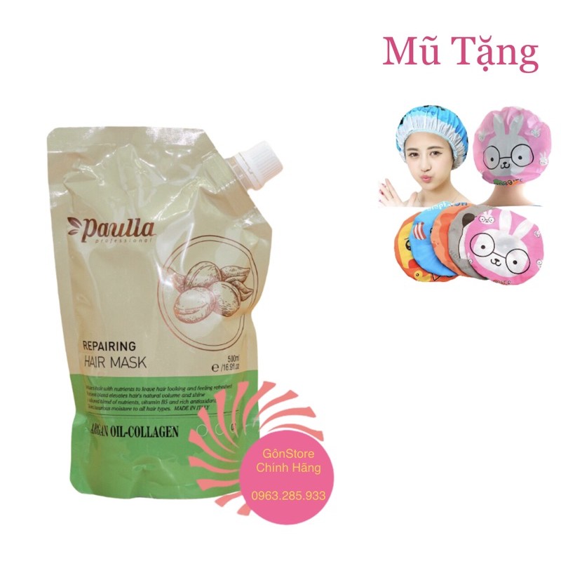 Tặng mũ hấp tóc - Hấp tóc phục hồi Paulla 500ml chính hãng