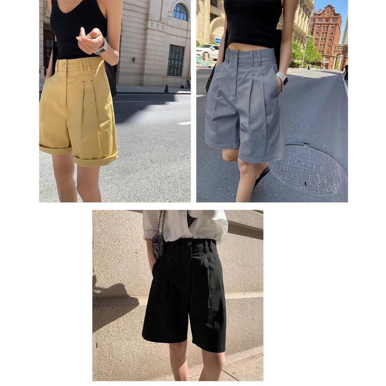 Quần short gấp gấu dáng lửng 3 màu basic Q818 Aholic