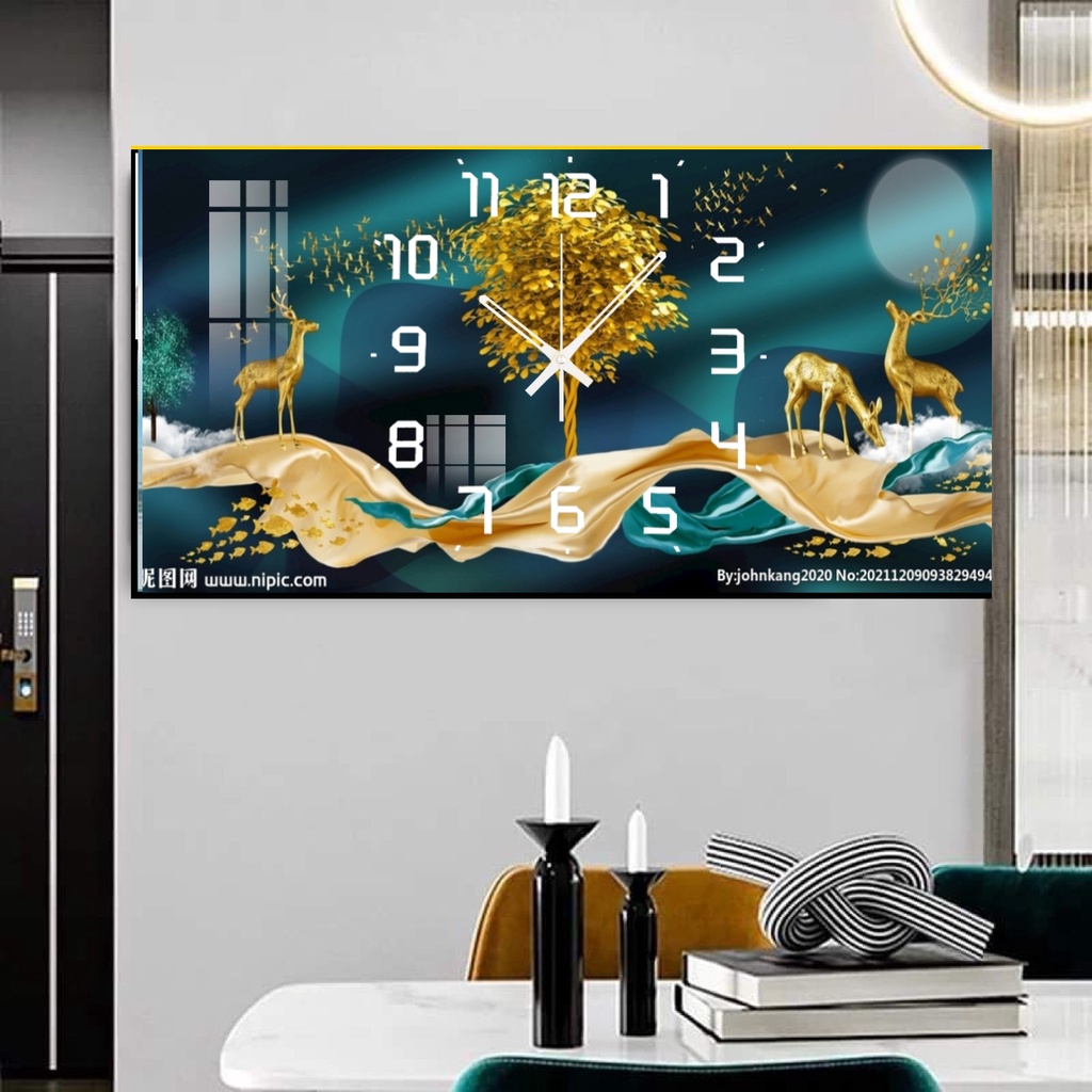 Đồng hồ treo tường phong cách sang trọng lịch thiệp, Đồng Hồ tranh Pha lê PVP