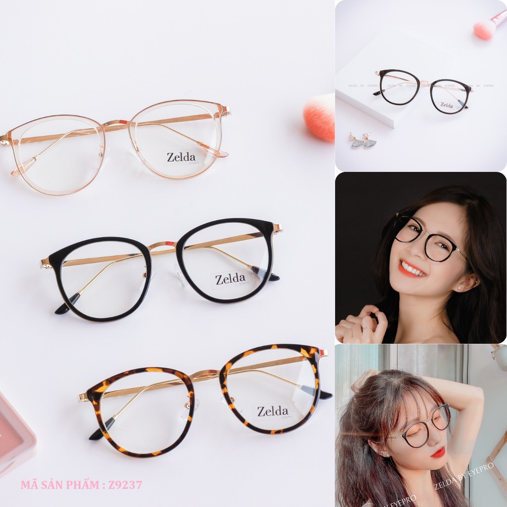 [LẮP SẴN CẬN] Gọng kính cận nữ, gọng cận kim loại, kính mắt mèo, tròng kính chống ánh sáng xanh, đổi màu Z9237 | BigBuy360 - bigbuy360.vn