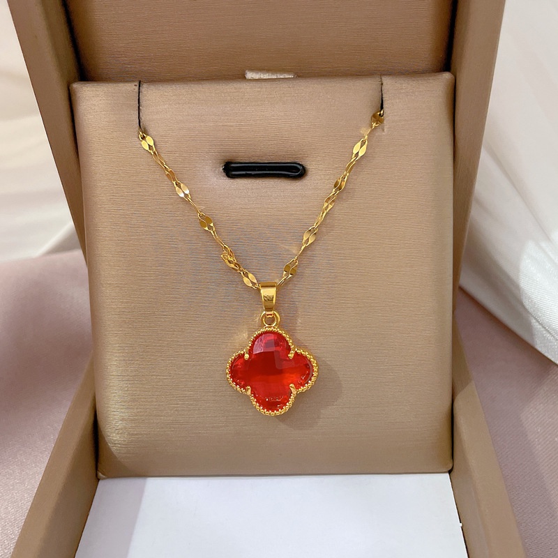 Dây chuyền nữ, vòng cổ hoa khảm đá nhân tạo, dây titan không gỉ cá tính LOZI (VCNU21)