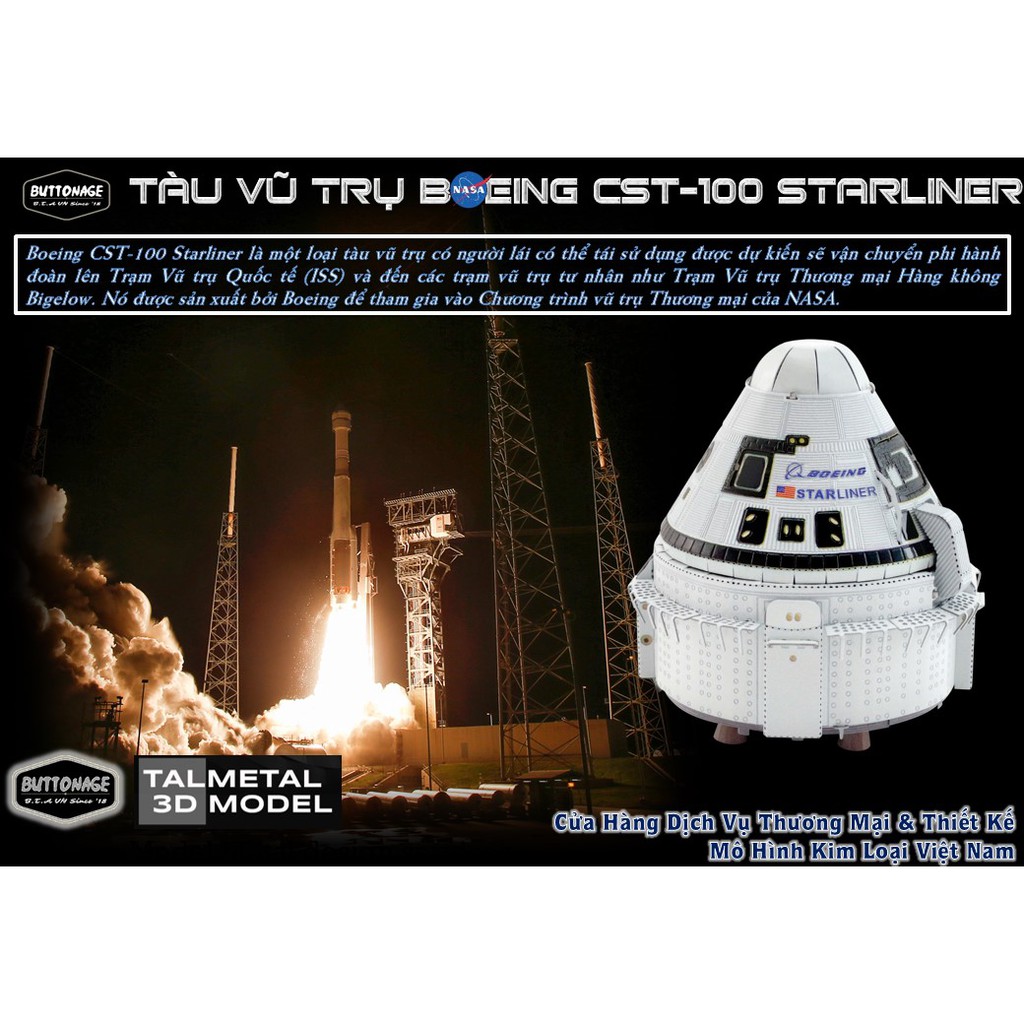 Mô Hình Lắp Ráp 3d Tàu vũ trụ  Boeing CST-100 Starliner