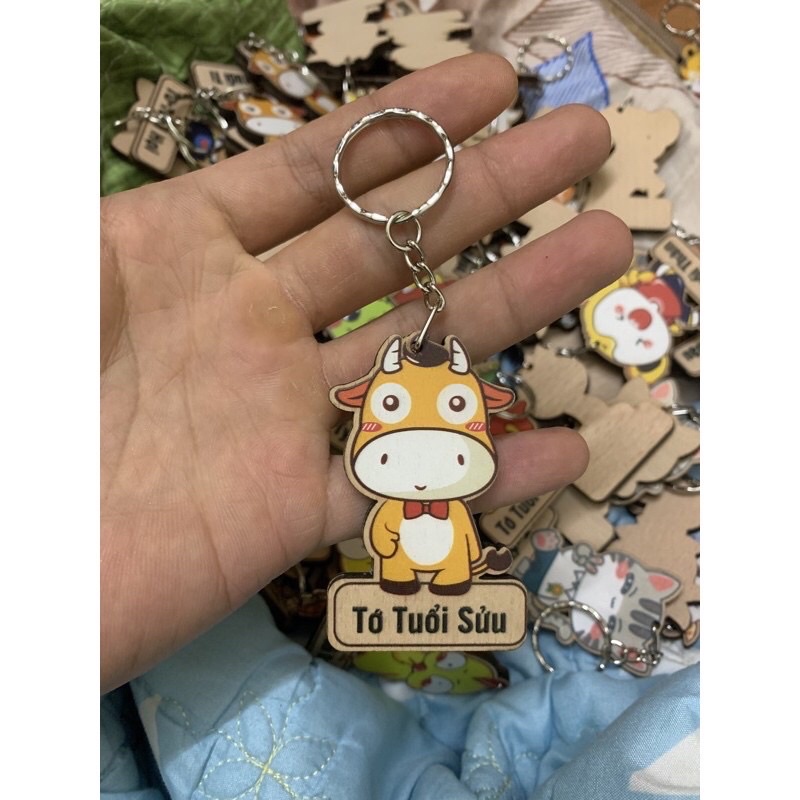 Sỉ 12 móc khoá 12 con giáp bằng gỗ