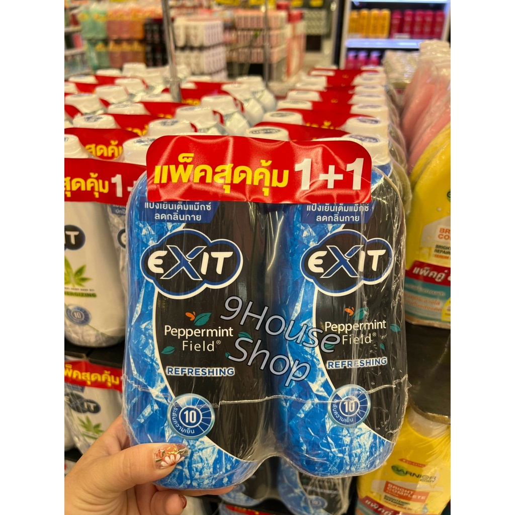 01 Chai Phấn Lạnh Bạc Hà Khử Mùi Cơ Thể EXIT Cooling Powder Peppermint Field Refreshing 270g.