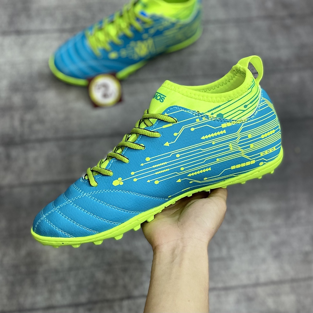 Giày đá banh nam Newmos Warrior Xanh Lam cổ chun, giày đá bóng thể thao cỏ nhân tạo nhẹ mềm - 2EVSHOP